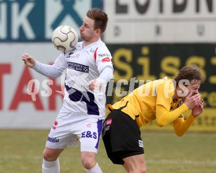 Fussball Regionalliga. SAK gegen Voecklamarkt. Darijo Biscan, (SAK), Michal Kropik  (Voecklamarkt). Welzenegg, amm 15.3.2014.
Foto: Kuess
---
pressefotos, pressefotografie, kuess, qs, qspictures, sport, bild, bilder, bilddatenbank