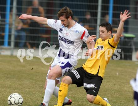 Fussball Regionalliga. SAK gegen Voecklamarkt. Patrick Lausegger, (SAK), Marcel Rohrstorfer (Voecklamarkt). Welzenegg, amm 15.3.2014.
Foto: Kuess
---
pressefotos, pressefotografie, kuess, qs, qspictures, sport, bild, bilder, bilddatenbank