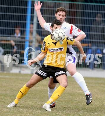 Fussball Regionalliga. SAK gegen Voecklamarkt. Patrick Lausegger, (SAK), Stefan Sammer  (Voecklamarkt). Welzenegg, amm 15.3.2014.
Foto: Kuess
---
pressefotos, pressefotografie, kuess, qs, qspictures, sport, bild, bilder, bilddatenbank