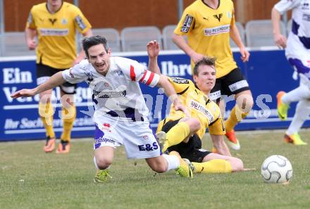 Fussball Regionalliga. SAK gegen Voecklamarkt. Thomas Riedl,  (SAK), Joachim Gilhofer (Voecklamarkt). Welzenegg, amm 15.3.2014.
Foto: Kuess
---
pressefotos, pressefotografie, kuess, qs, qspictures, sport, bild, bilder, bilddatenbank