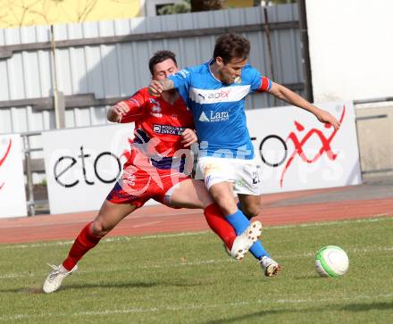 Fussball. Regionalliga. VSV gegen SAK.  Michael Kirisits  (VSV), Darjan Aleksic(SAK). Villach, 22.3.2014.
Foto: Kuess
---
pressefotos, pressefotografie, kuess, qs, qspictures, sport, bild, bilder, bilddatenbank