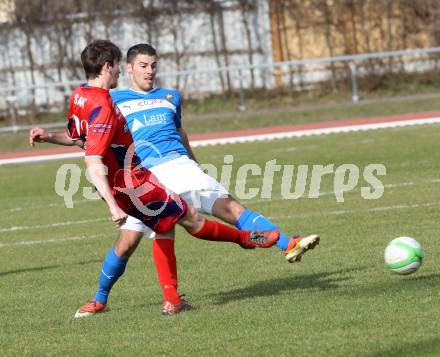 Fussball. Regionalliga. VSV gegen SAK.  Sandro Michael Ebner  (VSV), Martin Lenosek (SAK). Villach, 22.3.2014.
Foto: Kuess
---
pressefotos, pressefotografie, kuess, qs, qspictures, sport, bild, bilder, bilddatenbank