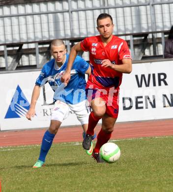 Fussball. Regionalliga. VSV gegen SAK. Dario Drmac (VSV), Murat Veliu (SAK). Villach, 22.3.2014.
Foto: Kuess
---
pressefotos, pressefotografie, kuess, qs, qspictures, sport, bild, bilder, bilddatenbank