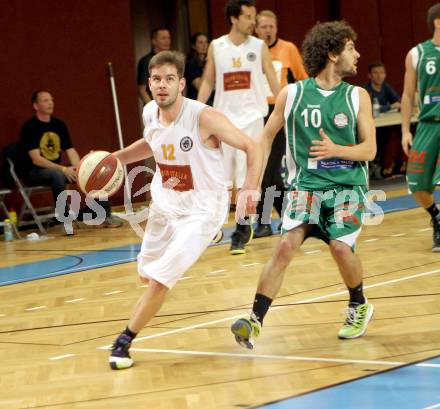 Basketball 2. Bundesliga. Woerthersee Piraten gegen BK Mattersburg Rocks.  Christian Erschen (Piraten), Nicoli Jan (Mattersburg). Klagenfurt, am 22.3.2014.
Foto: Kuess 
---
pressefotos, pressefotografie, kuess, qs, qspictures, sport, bild, bilder, bilddatenbank