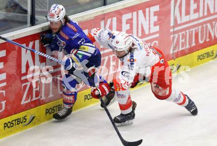 EBEL. Eishockey Bundesliga. EC VSV gegen HCB Suedtirol. John Hughes (VSV), Davide Nicoletti (Bozen). Villach, am 25.3.2014.
Foto: Kuess 


---
pressefotos, pressefotografie, kuess, qs, qspictures, sport, bild, bilder, bilddatenbank