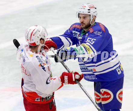 EBEL. Eishockey Bundesliga. EC VSV gegen HCB Suedtirol. Scott Hotham, (VSV), Mark Santorelli  (Bozen). Villach, am 25.3.2014.
Foto: Kuess 


---
pressefotos, pressefotografie, kuess, qs, qspictures, sport, bild, bilder, bilddatenbank