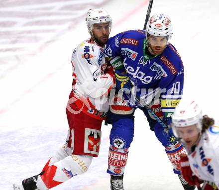 EBEL. Eishockey Bundesliga. EC VSV gegen HCB Suedtirol. Brock McBride (VSV), Anton Bernard (Bozen). Villach, am 25.3.2014.
Foto: Kuess 


---
pressefotos, pressefotografie, kuess, qs, qspictures, sport, bild, bilder, bilddatenbank