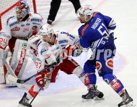 EBEL. Eishockey Bundesliga. EC VSV gegen HCB Suedtirol. Eric Hunter, (VSV), Jaroslav Huebl, Matt Tomassoni  (Bozen). Villach, am 25.3.2014.
Foto: Kuess 


---
pressefotos, pressefotografie, kuess, qs, qspictures, sport, bild, bilder, bilddatenbank