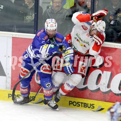 EBEL. Eishockey Bundesliga. EC VSV gegen HCB Suedtirol. Gerhard Unterluggauer,  (VSV), MacGregor Sharp (Bozen). Villach, am 25.3.2014.
Foto: Kuess 


---
pressefotos, pressefotografie, kuess, qs, qspictures, sport, bild, bilder, bilddatenbank