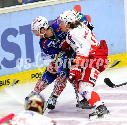 EBEL. Eishockey Bundesliga. EC VSV gegen HCB Suedtirol. Derek Ryan (VSV), Enrico Migliioranzi (Bozen). Villach, am 25.3.2014.
Foto: Kuess 


---
pressefotos, pressefotografie, kuess, qs, qspictures, sport, bild, bilder, bilddatenbank