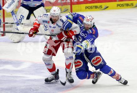 EBEL. Eishockey Bundesliga. EC VSV gegen HCB Suedtirol. Benjamin Petrik,  (VSV), Marco Insam (Bozen). Villach, am 25.3.2014.
Foto: Kuess 


---
pressefotos, pressefotografie, kuess, qs, qspictures, sport, bild, bilder, bilddatenbank