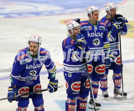 EBEL. Eishockey Bundesliga. EC VSV gegen HCB Suedtirol. enttaeuschte VSV Spieler. Villach, am 25.3.2014.
Foto: Kuess 


---
pressefotos, pressefotografie, kuess, qs, qspictures, sport, bild, bilder, bilddatenbank