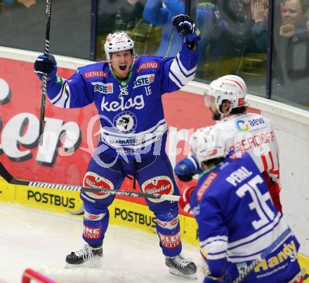 EBEL. Eishockey Bundesliga. EC VSV gegen HCB Suedtirol. Torjubel Daniel Nageler (VSV). Villach, am 25.3.2014.
Foto: Kuess 


---
pressefotos, pressefotografie, kuess, qs, qspictures, sport, bild, bilder, bilddatenbank