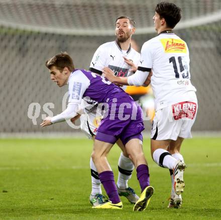 Fussball Regionalliga. SK Austria Klagenfurt gegen VSV. Patrik Eler,  (Austria Klagenfurt), Cristoph Cemernjak, Luka Caculovic (VSV). Klagenfurt, 28.3.2014.
Foto: Kuess
---
pressefotos, pressefotografie, kuess, qs, qspictures, sport, bild, bilder, bilddatenbank