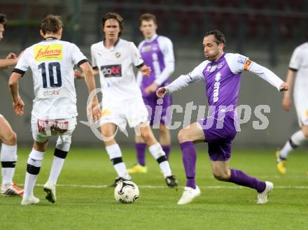 Fussball Regionalliga. SK Austria Klagenfurt gegen VSV. Christian Prawda,  (Austria Klagenfurt), Moritz Guetz (VSV). Klagenfurt, 28.3.2014.
Foto: Kuess
---
pressefotos, pressefotografie, kuess, qs, qspictures, sport, bild, bilder, bilddatenbank