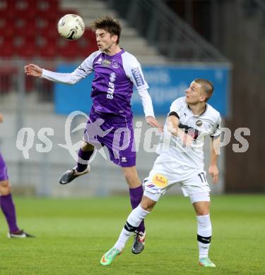 Fussball Regionalliga. SK Austria Klagenfurt gegen VSV. Marco Leininger, (Austria Klagenfurt), Dario Drmac (VSV). Klagenfurt, 28.3.2014.
Foto: Kuess
---
pressefotos, pressefotografie, kuess, qs, qspictures, sport, bild, bilder, bilddatenbank