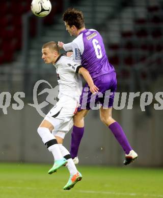 Fussball Regionalliga. SK Austria Klagenfurt gegen VSV. Marco Leininger,  (Austria Klagenfurt), Dario Drmac (VSV). Klagenfurt, 28.3.2014.
Foto: Kuess
---
pressefotos, pressefotografie, kuess, qs, qspictures, sport, bild, bilder, bilddatenbank