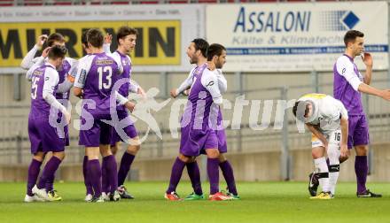 Fussball Regionalliga. SK Austria Klagenfurt gegen VSV. Torjubel  (Austria Klagenfurt). Klagenfurt, 28.3.2014.
Foto: Kuess
---
pressefotos, pressefotografie, kuess, qs, qspictures, sport, bild, bilder, bilddatenbank