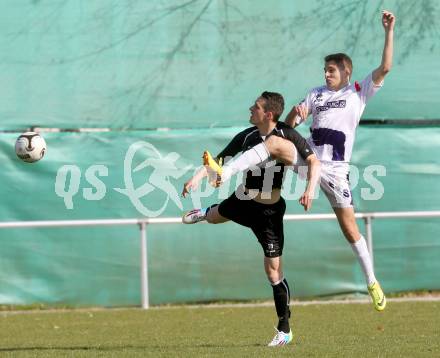 Fussball Regionalliga. SAK gegen WAC Amateure. Daniel Perkounig,  (SAK),  Patrick Pfennich (WAC). Welzenegg,, am 29.3.2014.
Foto: Kuess
---
pressefotos, pressefotografie, kuess, qs, qspictures, sport, bild, bilder, bilddatenbank