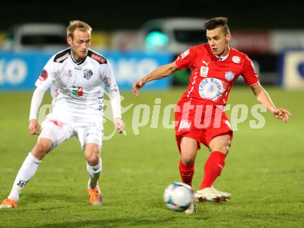 Fussball. tipp3-Bundesliga powered by T-Mobile. RZ Pellets WAC gegen SC Wiener Neustadt. Danijel Micic (WAC), Kristijan Dobras (Wiener Neustadt). Wolfsberg, am 29.3.2014.
Foto: Kuess

---
pressefotos, pressefotografie, kuess, qs, qspictures, sport, bild, bilder, bilddatenbank