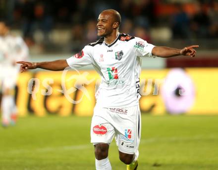 Fussball. tipp3-Bundesliga powered by T-Mobile. RZ Pellets WAC gegen SC Wiener Neustadt. Torjubel De Oliveira Silvio Carlos (WAC). Wolfsberg, am 29.3.2014.
Foto: Kuess

---
pressefotos, pressefotografie, kuess, qs, qspictures, sport, bild, bilder, bilddatenbank