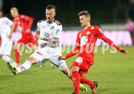 Fussball. tipp3-Bundesliga powered by T-Mobile. RZ Pellets WAC gegen SC Wiener Neustadt. Peter Zulj (WAC), Stefan Stangl(Wiener Neustadt). Wolfsberg, am 29.3.2014.
Foto: Kuess

---
pressefotos, pressefotografie, kuess, qs, qspictures, sport, bild, bilder, bilddatenbank