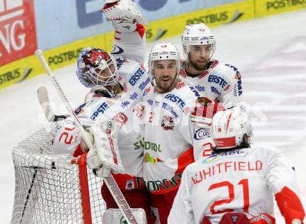 EBEL. Eishockey Bundesliga. EC VSV gegen HCB Suedtirol. torjubel Jaroslav Huebl, Matt Tomassoni (Bozen). Villach, am 30.3.2014.
Foto: Kuess 


---
pressefotos, pressefotografie, kuess, qs, qspictures, sport, bild, bilder, bilddatenbank