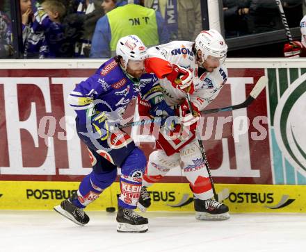 EBEL. Eishockey Bundesliga. EC VSV gegen HCB Suedtirol. Brock McBride, (VSV),  Trenton Whitfield  (Bozen). Villach, am 30.3.2014.
Foto: Kuess 


---
pressefotos, pressefotografie, kuess, qs, qspictures, sport, bild, bilder, bilddatenbank