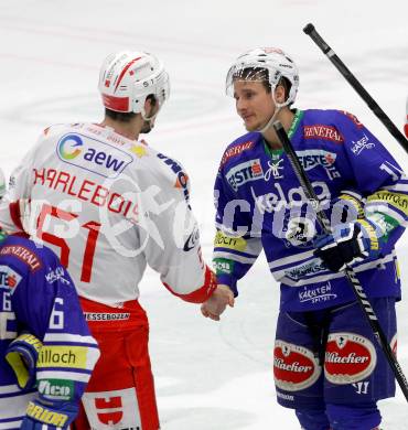 EBEL. Eishockey Bundesliga. EC VSV gegen HCB Suedtirol. Daniel Nageler, (VSV), Joseph Charlebois  (Bozen). Villach, am 30.3.2014.
Foto: Kuess 


---
pressefotos, pressefotografie, kuess, qs, qspictures, sport, bild, bilder, bilddatenbank