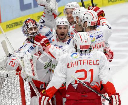 EBEL. Eishockey Bundesliga. EC VSV gegen HCB Suedtirol. torjubel Jaroslav Huebl, Matt Tomassoni  (Bozen). Villach, am 30.3.2014.
Foto: Kuess 


---
pressefotos, pressefotografie, kuess, qs, qspictures, sport, bild, bilder, bilddatenbank