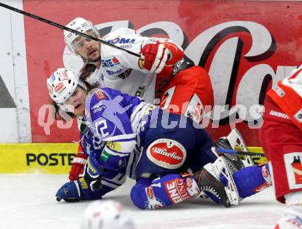 EBEL. Eishockey Bundesliga. EC VSV gegen HCB Suedtirol.  John Hughes, (VSV),  Joseph Charlebois  (Bozen). . Villach, am 30.3.2014.
Foto: Kuess 


---
pressefotos, pressefotografie, kuess, qs, qspictures, sport, bild, bilder, bilddatenbank