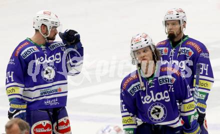 EBEL. Eishockey Bundesliga. EC VSV gegen HCB Suedtirol. Enttaeuscht John Hughes, Curtis Fraser, Markus Peintner (VSV). Villach, am 30.3.2014.
Foto: Kuess 


---
pressefotos, pressefotografie, kuess, qs, qspictures, sport, bild, bilder, bilddatenbank