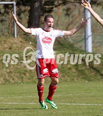 Fussball Unterliga Ost. Ludmannsdorf gegen St. Michael/Bleiburg. Torjubel Patrick Quantschnig (Ludmannsdorf). Ludmannsdorf, am 30.3.2014.
Foto: Kuess
---
pressefotos, pressefotografie, kuess, qs, qspictures, sport, bild, bilder, bilddatenbank