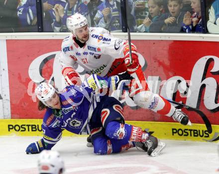 EBEL. Eishockey Bundesliga. EC VSV gegen HCB Suedtirol. John Hughes, (VSV), Joseph Charlebois  (Bozen). Villach, am 30.3.2014.
Foto: Kuess 


---
pressefotos, pressefotografie, kuess, qs, qspictures, sport, bild, bilder, bilddatenbank