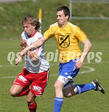 Fussball Unterliga Ost. Ludmannsdorf gegen St. Michael/Bleiburg. Dejan Smeh (Ludmannsdorf),  Michael Hubert Zidej (St. Michael). Ludmannsdorf, am 30.3.2014.
Foto: Kuess
---
pressefotos, pressefotografie, kuess, qs, qspictures, sport, bild, bilder, bilddatenbank