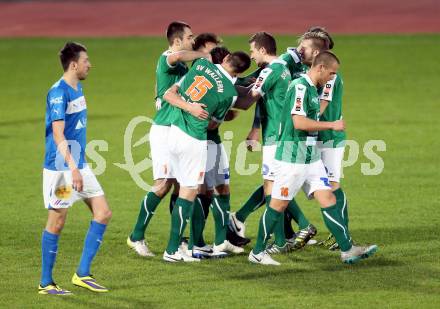 Fussball Regionalliga. VSV gegen Wallern. Torjubel  (VSV). Villach, 4.4.2014.
Foto: Kuess
---
pressefotos, pressefotografie, kuess, qs, qspictures, sport, bild, bilder, bilddatenbank