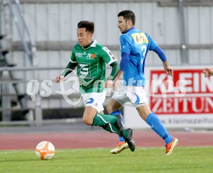 Fussball Regionalliga. VSV gegen Wallern. Sandro Ebner, (VSV), Eric Zachhuber (Wallern). Villach, 4.4.2014.
Foto: Kuess
---
pressefotos, pressefotografie, kuess, qs, qspictures, sport, bild, bilder, bilddatenbank