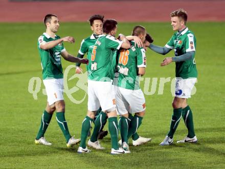 Fussball Regionalliga. VSV gegen Wallern. Torjubel  (Wallern). Villach, 4.4.2014.
Foto: Kuess
---
pressefotos, pressefotografie, kuess, qs, qspictures, sport, bild, bilder, bilddatenbank