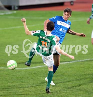 Fussball Regionalliga. VSV gegen Wallern. Moritz Guetz, (VSV), Horst Haidacher  (Wallern). Villach, 4.4.2014.
Foto: Kuess
---
pressefotos, pressefotografie, kuess, qs, qspictures, sport, bild, bilder, bilddatenbank