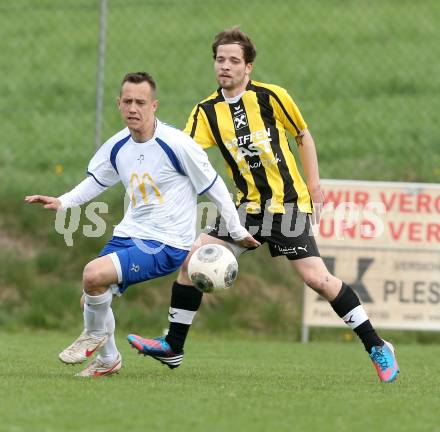 Fussball 1. Klasse D. Griffen gegen Klopeiner See. Markus Sauerschnig (Griffen), Rok Brezaric (Klopeiner See). Griffen, am 5.4.1014.
Foto: Kuess
---
pressefotos, pressefotografie, kuess, qs, qspictures, sport, bild, bilder, bilddatenbank