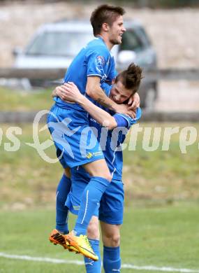 Fussball Unterliga Ost. DSG Sele Zell gegen KAC.  Torjubel Dejan Zadnikar (Zell). Zell Pfarre, am 6.4.2014.
Foto: Kuess
---
pressefotos, pressefotografie, kuess, qs, qspictures, sport, bild, bilder, bilddatenbank