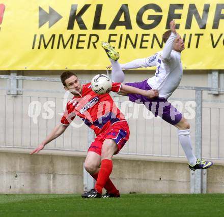 Fussball Regionalliga. SK Austria Klagenfurt gegen SAK. Patrick Lausegger, (Austria Klagenfurt), Fabian Miesenboeck (SAK). Klagenfurt, 11.4.2014.
Foto: Kuess
---
pressefotos, pressefotografie, kuess, qs, qspictures, sport, bild, bilder, bilddatenbank