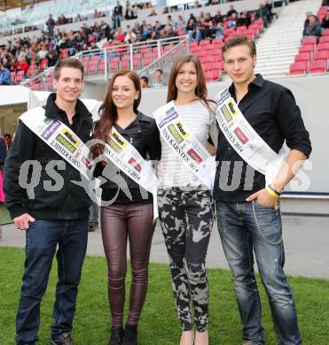 Fussball Regionalliga. SK Austria Klagenfurt gegen SAK. Mister und Vizemister sowie Miss und 2. Miss Kaernten 2014. Klagenfurt, 11.4.2014.
Foto: Kuess
---
pressefotos, pressefotografie, kuess, qs, qspictures, sport, bild, bilder, bilddatenbank