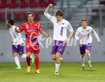 Fussball Regionalliga. SK Austria Klagenfurt gegen SAK. Torjubel Patrik Eler (Austria Klagenfurt). Klagenfurt, 11.4.2014.
Foto: Kuess
---
pressefotos, pressefotografie, kuess, qs, qspictures, sport, bild, bilder, bilddatenbank