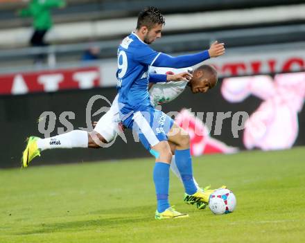 Fussball BUndesliga. RZ Pellets WAC gegen SV Scholz Groedig. Silvio,  (WAC), Marvin Potzmann (Groedig). Wolfsberg, am 12.4.2014.
Foto: Kuess

---
pressefotos, pressefotografie, kuess, qs, qspictures, sport, bild, bilder, bilddatenbank