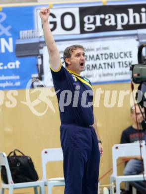 Volleyball Bundesliga. AVL Finalspiel. SK Aich/Dob gegen Hypo Tirol. Jubel Trainer Leonard Baric (Aich). Bleiburg, 12.4.2014.
Foto: Kuess
---
pressefotos, pressefotografie, kuess, qs, qspictures, sport, bild, bilder, bilddatenbank