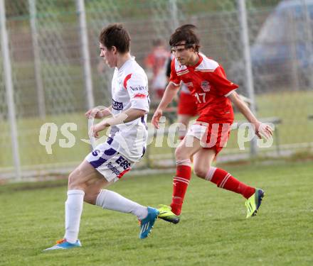 Fussball. Unterliga Ost. KAC 1909 gegen SG SAK Amateure. David Tamegger (KAC), Manuel Malle (SAK). Klagenfurt, 12.4.2014.
Foto: Kuess
---
pressefotos, pressefotografie, kuess, qs, qspictures, sport, bild, bilder, bilddatenbank