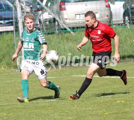 Fussball. Kaerntner Liga. Maria Saal gegen SV Feldkirchen/SV Oberglan. Tomislav Prekratic (Maria Saal), Michael Groinig (Feldkirchen). Maria Saal, 12.4.2014.
Foto: Kuess
---
pressefotos, pressefotografie, kuess, qs, qspictures, sport, bild, bilder, bilddatenbank