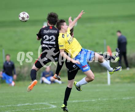 Fussball Unterliga Ost. St. Margarethen/Lav. gegen St. Michael/Lav. Daniel Scharf (St. Margarethen), Arno Rupp (St. Michael). St. Margarethen/Lavanttal, am 12.4.2014.
Foto: Kuess
---
pressefotos, pressefotografie, kuess, qs, qspictures, sport, bild, bilder, bilddatenbank