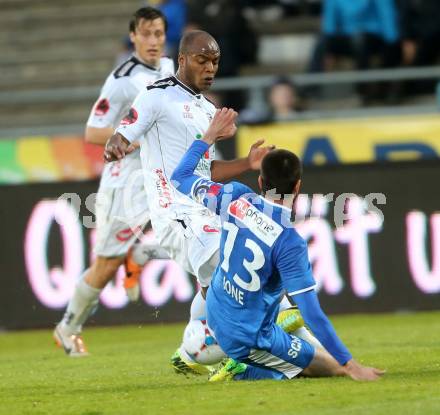 Fussball BUndesliga. RZ Pellets WAC gegen SV Scholz Groedig. Silvio, (WAC), Jimenez Cabrera Ione Agoney  (Groedig). Wolfsberg, am 12.4.2014.
Foto: Kuess

---
pressefotos, pressefotografie, kuess, qs, qspictures, sport, bild, bilder, bilddatenbank